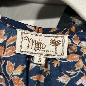 Mille midi cotton dress. Size S. Elastic waist, 3/4 sleeves